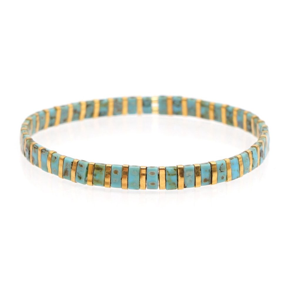 Miyuki turquoise Tila Bead Bracelet